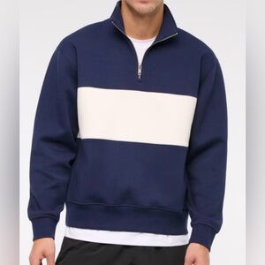 Set Men's Classic Navy and White Zip-Up Sweater